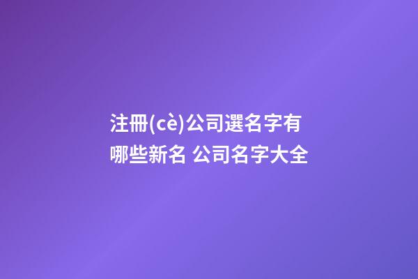 注冊(cè)公司選名字有哪些新名 公司名字大全